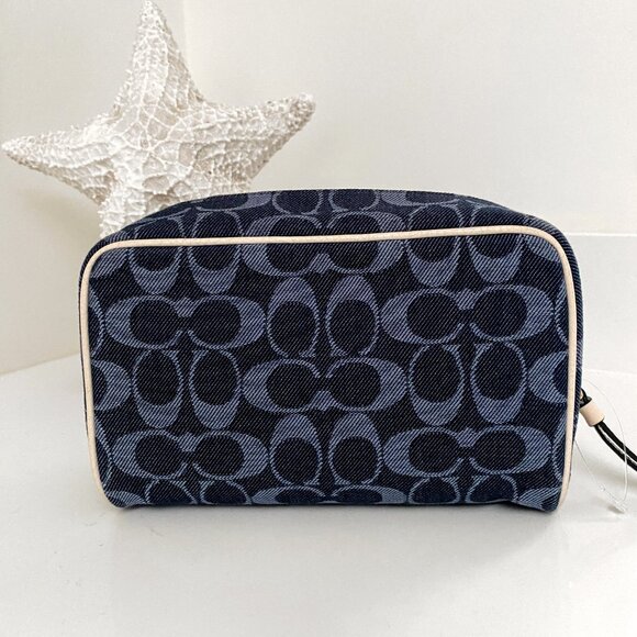 Coach - Dempsey - Boxy Cosmetic Case 20 - Signature Denim With Coach Pattern - Picture 4 of 7